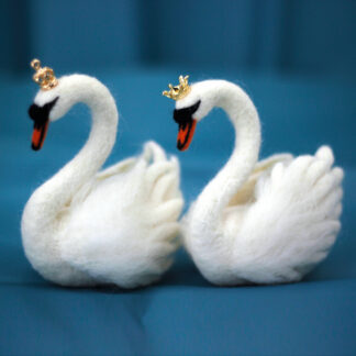 2 Pack Swans Needle Felting Kit for Beginners Craft Kit Mother's Day Gift 4.7inch