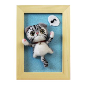 Black Cat with Frame Needle Felting Kit for Beginners with Everything to Make