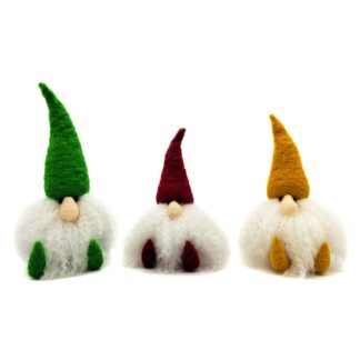 3 Pack Sitting Curly Beards Gnome Needle Felting Kits for Beginners