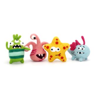4 Little Monster Needle Felting Kits for Beginners Gift for Mother's Day Birthday
