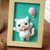White Cat with Frame Needle Felting Kit for Beginners with Everything to Make - Image 3