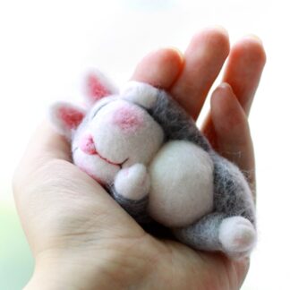 Lazy Rabbit Needle Felting Kit for Beginners Craft Kit Mother's Day Gift 4inch