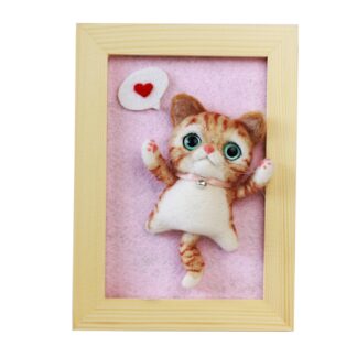 Yellow Cat with Frame Needle Felting Kit for Beginners with Everything to Make