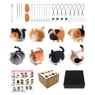 4 Cats and 4 Dogs Needle Felting Kits - They Are Friends DIY Craft Kit for Beginner Mother's Day, Birthday Present