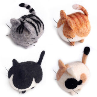 4 Pack Faceless Cat Needle Felting Kits 1.5x3.2inch