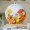 Coreopsis 2D Needle Felting Kit Landscape Framed Hoop Art Craft for Beginners - Image 3