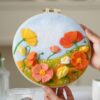 Coreopsis 2D Needle Felting Kit Landscape Framed Hoop Art Craft for Beginners - Image 2
