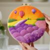 Lavender 2D Needle Felting Kit Landscape Framed Hoop Art Craft for Beginners - Image 2