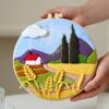 Wheat 2D Needle Felting Kit Landscape Framed Hoop Art Craft for Beginners - Image 2