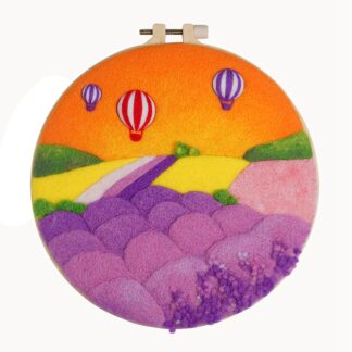 Lavender 2D Needle Felting Kit Landscape Framed Hoop Art Craft for Beginners