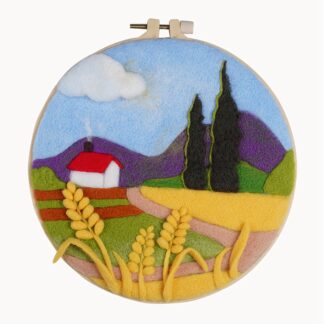 Wheat 2D Needle Felting Kit Landscape Framed Hoop Art Craft for Beginners