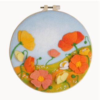 Coreopsis 2D Needle Felting Kit Landscape Framed Hoop Art Craft for Beginners