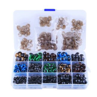 300pcs Including 150pcs Colourful Plastic Safety Eyes, 150pcs Disk for Needle Felting Kits Grid Box