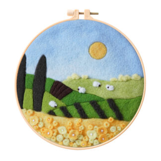 Summer 2D Needle Felting Kit Landscape Framed Hoop Art Craft for Beginners
