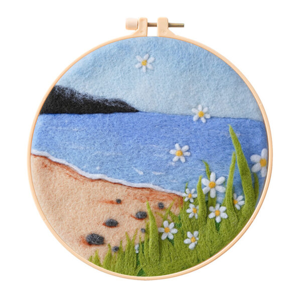 Autumn 2D Needle Felting Kit Landscape Framed Hoop Art Craft for Beginners