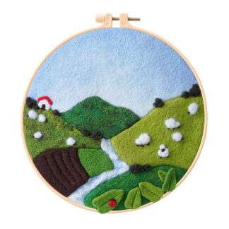 Spring 2D Needle Felting Kit Landscape Framed Hoop Art Craft for Beginners