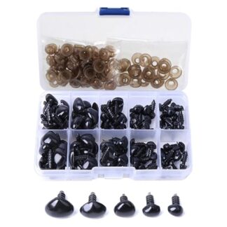 Black Safety Noses 100 Pack Plastic Ellipse with 100 Washers for Needle Felting Kits by Grid Box