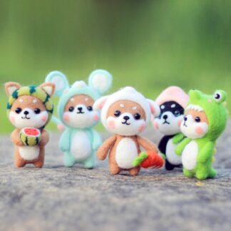 5 Shiba Inu Dog Needle Felting Kits - They Are Friends DIY Craft Kit for Beginner Mother's Day, Birthday Present