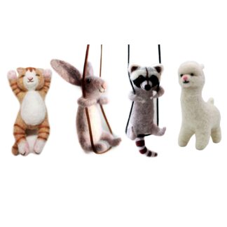 4 Animal Beginner Needle Felting Kits - We Are Friends - 4 inch DIY Craft Kit for Christmas Day