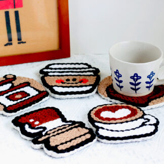 Coffee Coasters Punch Needle Kit for Beginners, Including 20cm Hoop, Pattern, Cotton Threads, Punch Needles, Instruction Punch Needle Starter Kit