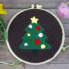 Christmas Tree Punch Needle Kit for Beginners, Including 8 INCH Hoop, Pattern, Cotton Threads, Punch Needles, Needle Threader, Instruction - Image 2