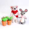 Bear and Rabbit, Cactus Needle Felting Kits for Beginners Craft Kit Mother's Day Gift - Image 2