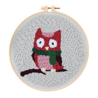 Owl Punch Needle Kit for Beginners, Including 8 INCH Hoop, Pattern, Cotton Threads, Punch Needles, Needle Threader, Instruction