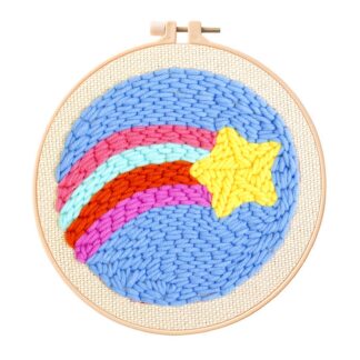 Meteor Punch Needle Kit for Beginners, Including 8 INCH Hoop, Pattern, Cotton Threads, Punch Needles, Needle Threader, Instruction