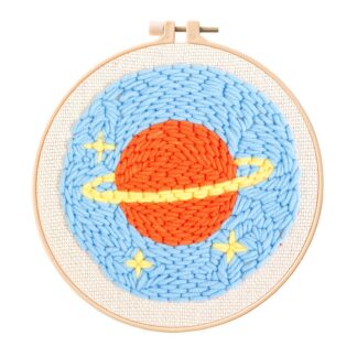 Planet Punch Needle Kit for Beginners, Including 8 INCH Hoop, Pattern, Cotton Threads, Punch Needles, Needle Threader, Instruction