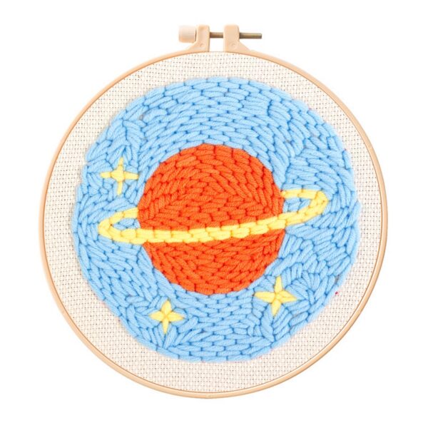 Planet Punch Needle Kit for Beginners, Including 8 INCH Hoop, Pattern, Cotton Threads, Punch Needles, Needle Threader, Instruction