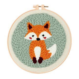 Fox Punch Needle Kit for Beginners, Including 8 INCH Hoop, Pattern, Cotton Threads, Punch Needles, Needle Threader, Instruction