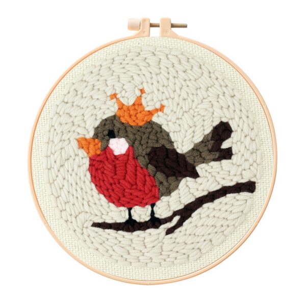 Robin Punch Needle Kit for Beginners, Including 8 INCH Hoop, Pattern, Cotton Threads, Punch Needles, Needle Threader, Instruction