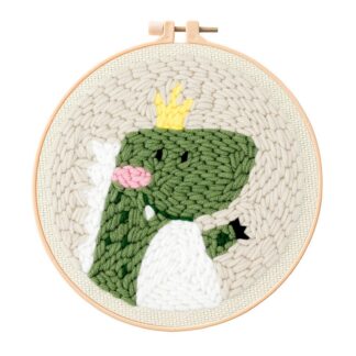 Dinosaur Punch Needle Kit for Beginners, Including 8 INCH Hoop, Pattern, Cotton Threads, Punch Needles, Needle Threader, Instruction