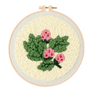 Leaf Punch Needle Kit for Beginners, Including 8 INCH Hoop, Pattern, Cotton Threads, Punch Needles, Needle Threader, Instruction