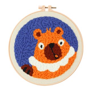 Yellow Bear Punch Needle Kit for Beginners, Including 8 INCH Hoop, Pattern, Cotton Threads, Punch Needles, Needle Threader, Instruction