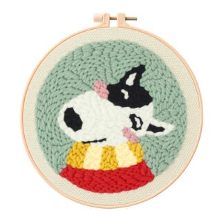 Corgi Punch Needle Kit for Beginners, Including 8 INCH Hoop, Pattern, Cotton Threads, Punch Needles, Needle Threader, Instruction