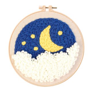 Moon Punch Needle Kit for Beginners, Including 8 INCH Hoop, Pattern, Cotton Threads, Punch Needles, Needle Threader, Instruction