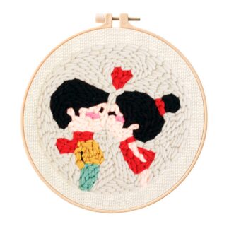 About LOVE Punch Needle Kit for Beginners, Including 8 INCH Hoop, Pattern, Cotton Threads, Punch Needles, Needle Threader, Instruction