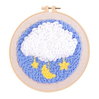 Cloud Punch Needle Kit for Beginners, Including 8 INCH Hoop, Pattern, Cotton Threads, Punch Needles, Needle Threader, Instruction