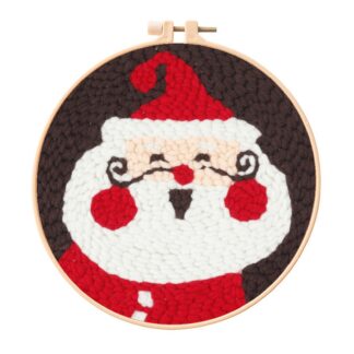 Santa Claus Punch Needle Kit for Beginners, Including 8 INCH Hoop, Pattern, Cotton Threads, Punch Needles, Needle Threader, Instruction