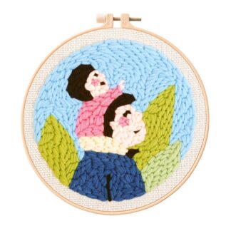 I Love Dad Punch Needle Kit for Beginners, Including 8 INCH Hoop, Pattern, Cotton Threads, Punch Needles, Needle Threader, Instruction