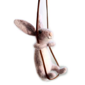 Swing Rabbit Needle Felting Kits for Beginners 4 inch Height Mother's Day Craft Kit for Mom, Grandma