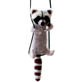 Swing Raccoon Needle Felting Kits for Beginners 4 inch Height Mother's Day Craft Kit for Mom, Grandma