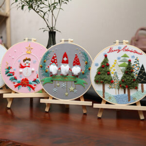 3 Christmas Embroidery Kits for Beginner 8inch - Including Everything to Make for Mom Grandma Girlfriend Present
