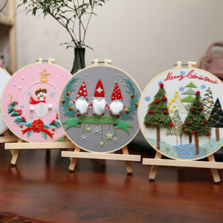 3 Christmas Embroidery Kits for Beginner 8inch - Including Everything to Make for Mom Grandma Girlfriend Present