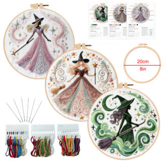 3 Pack Wizard Embroidery Kits for Beginner - Including Everything to Make 8inch Craft Kit for Mom Grandma Girlfriend Birthday Present