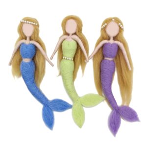 3 Pack Mermaid Needle Felting Kits Fairy Elf Craft Kit for Beginners 6inch Length
