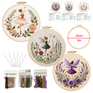 3 Pack Fairy Embroidery Kits for Beginner - Including Everything to Make 8inch Craft Kit for Mom Grandma Girlfriend Birthday Present