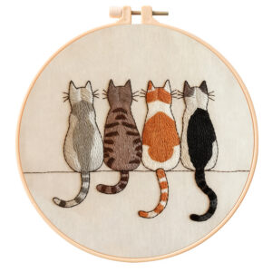 Mini Cat Embroidery Kit for Beginner - Including Everything to Make 8inch Craft Kit for Mom Grandma Girlfriend Birthday Present