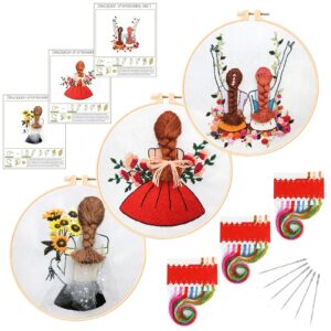 3 Best Friends Embroidery Kits for Beginner 8inch - Including Everything to Make for Mom Grandma Girlfriend Birthday Present